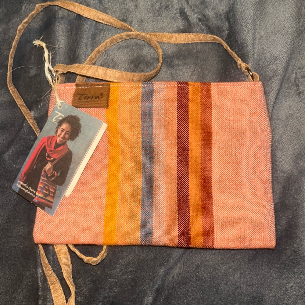 Terra Striped Crossbody Bag in Orange and Red